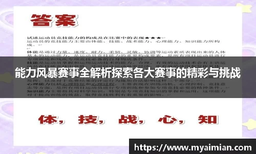 能力风暴赛事全解析探索各大赛事的精彩与挑战