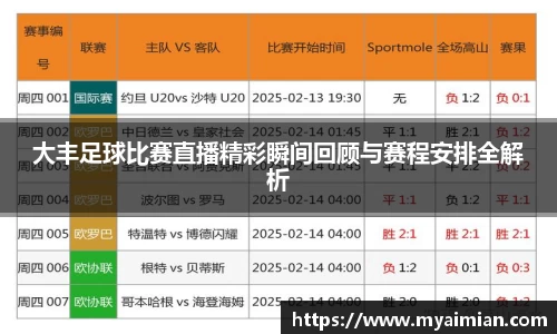 大丰足球比赛直播精彩瞬间回顾与赛程安排全解析