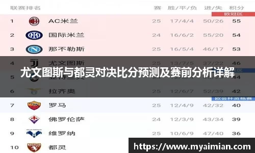 尤文图斯与都灵对决比分预测及赛前分析详解